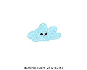 Nube azul claro con cara de kawaii