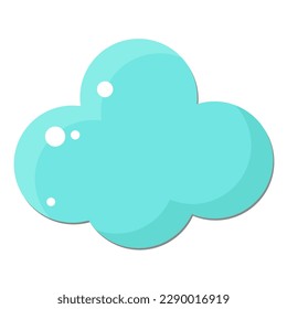 Nube azul claro con sombras y bombillas. Ilustración vectorial en fondo blanco