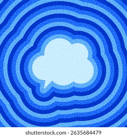 Bulle vocale nuage bleu clair sur fond ondulé. Illustration vectorielle.