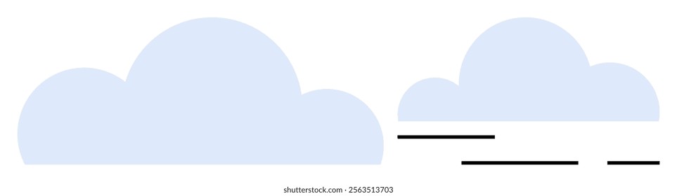 Light blue clouds with slight wind movement indicated by black lines Ideal for weather, nature, sky, simplicity, minimalism