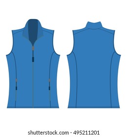 light blue color autumn fleece vest isolated vector on the white background