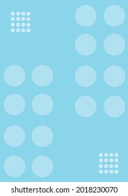fondo de color azul claro con círculos blancos, diseño punteado blanco