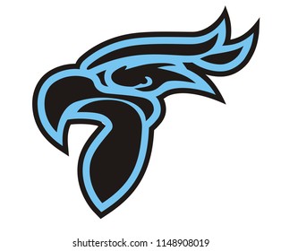 light blue color eagle head line art silhouette shape like tattoo logo design illustration for sport team need, like football, baseball, soccer, basketball, hockey