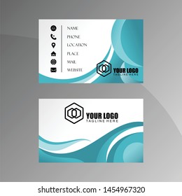 Light blue color Elegant business card template front and back image graphic icon logo design abstract concept vector stock. Can be used as a symbol related to promotion or profile
