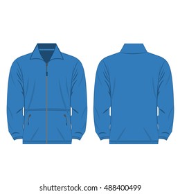 Light Blue Color Fleece Outdoor Jacket Isolated Vector On The White Background