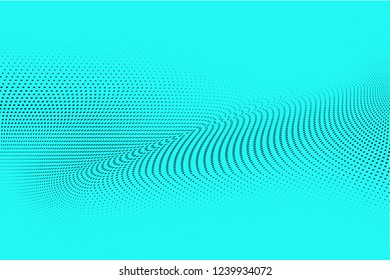 Light blue color halftone pattern. Soft dynamic lines. Dotted vector illustration. Modern polka dots background. Template for print, fabric, textile , design