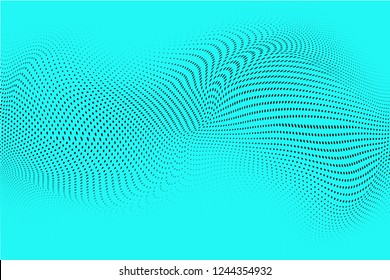 Light blue color halftone pattern. Soft dynamic lines. Dotted vector illustration. Modern polka dots background. Template for print, fabric, textile , design