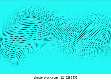 Light blue color halftone pattern. Soft dynamic lines. Dotted vector illustration. Modern polka dots background. Template for print, fabric, textile , design