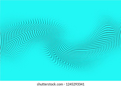 Light blue color halftone pattern. Soft dynamic lines. Dotted vector illustration. Modern polka dots background. Template for print, fabric, textile , design