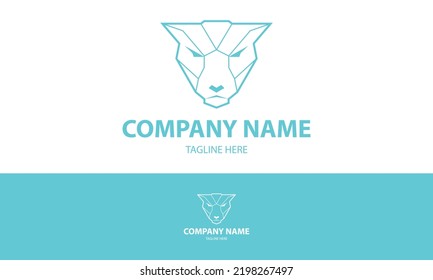 Light Blue Color Line Art Tiger Head Logo Design