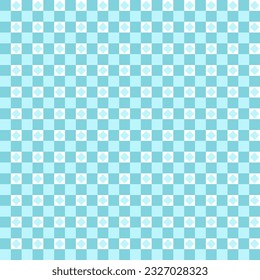 Light Blue color and white color checkered and diamond background card. Modern stylish texture. Repeating geometric tiles of squares. seamless pattern