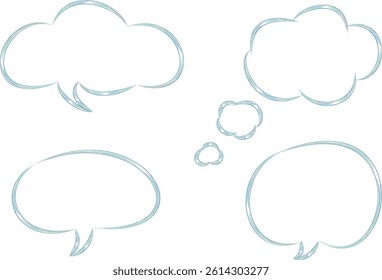 light blue colorful art frames abstract outline speech bubbles set