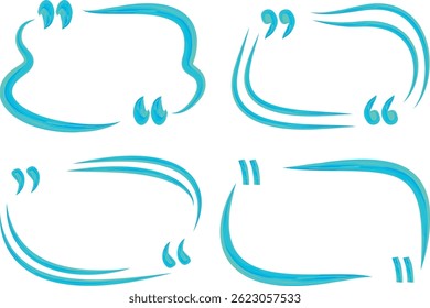 light blue colorful decorative outline hand drawn abstract quote frames set