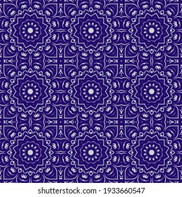 light blue colorful seamless pattern with mandala. Mandala Background.