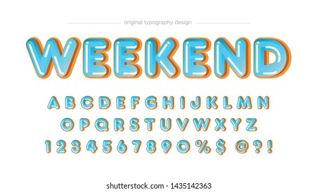 Light Blue Comic Rounded Artistic Font Design Typography
