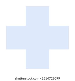 A light blue cross with straight edges on a white background. Ideal for healthcare, medical facilities, health services, first aid, and wellness promotion. Simple, clean style.
