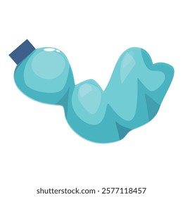 Light blue crumpled empty plastic bottle with cap, promoting recycling and environmental awareness