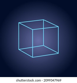  Light blue cube on a blue background. Vector illustration