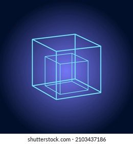  Light blue cubes on a blue background. Vector illustration