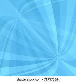 Light blue curved ray burst background - vector design from swirling rays