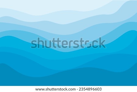 Light blue curves and the waves of the sea vector background flat design style - stock illustration