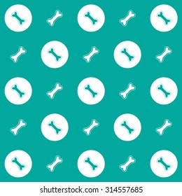Light blue cyan and white background with dog bones pattern.