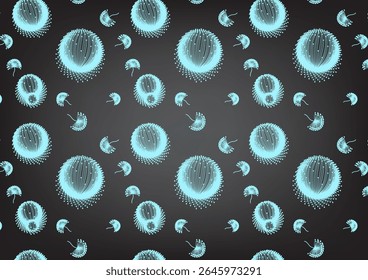 Light blue dandelion flower pattern on dark color background.