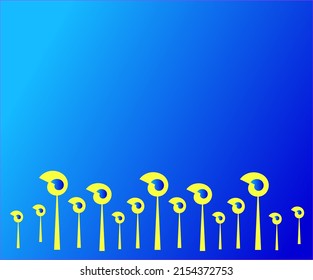 Light blue and dark blue gradient background complemented by yellow abstract trees