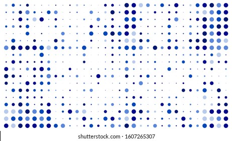 Light Blue, Dark Blue vector layout, halftone horizontal. circle pattern, with irregular shapes.  Geometric pattern in halftone style, suitable for Design element posters, theme, card, banner.