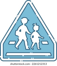 Light blue and dashed children crossing the pedestrian crossing traffic, regulatory sign