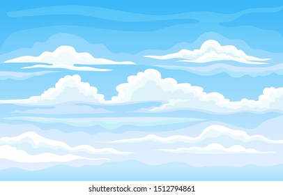 Light blue daytime sky with clouds. Vector illustration.