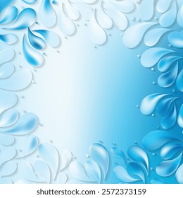 Light Blue Decorative Floral Drops Background