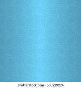 Light blue decorative seamless pattern in alien style. Complex mosaic repeatable backdrop. Colored, graphical design for game, textile, web or other purpose. Contemporary decor.
