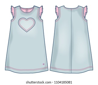 Light blue denim summer dress for a baby girls