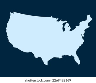 Concepto de diseño azul claro de Country United States Map aislado en fondo verde oscuro - ilustración vectorial