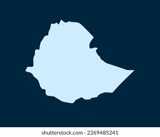 Light blue design concept of Country Ethiopia Map isolated on dark green background - vector illustration