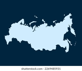 Light blue design concept of Country Russia Map isolated on dark green background - vector illustration