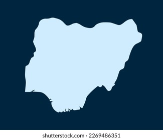 Light blue design concept of Country Nigeria Map isolated on dark green background - vector illustration