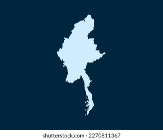 Light blue design concept of Country Myanmar Map isolated on dark green background - vector illustration