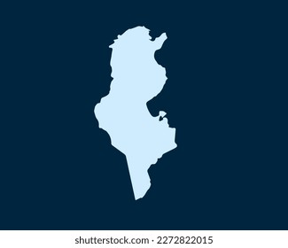 Concepto de diseño azul claro de Country Tunisia Map aislado en fondo verde oscuro - ilustración vectorial