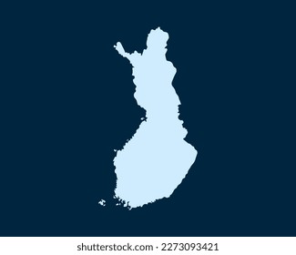 Light blue design concept of Country Finland Map isolated on dark green background - vector illustration