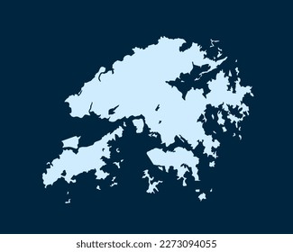 Light blue design concept of Country Hong Kong Map isolated on dark green background - vector illustration