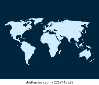 Light blue design concept of world map isolated on dark green background - vector illustration