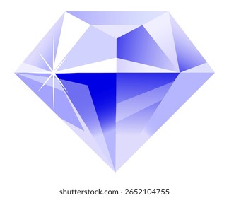 Losango azul claro com facetas refletindo a luz, criando um efeito brilhante em um fundo branco limpo, ideal para luxo, joias ou gemstone projetos relacionados