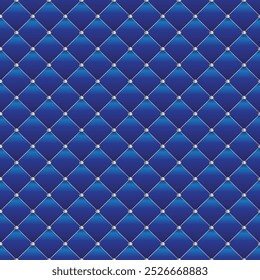 light blue diamond shape upholstery Luxury Background with Golden Buttons