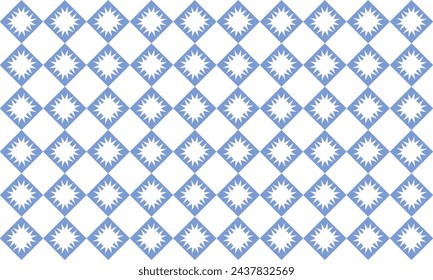 light blue diamond with star checkerboard repeat pattern, replete image, design for fabric printing