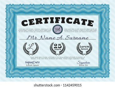 Light blue Diploma. With background. Perfect design. Vector illustration. 