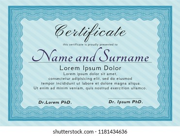 Light blue Diploma or certificate template. Money Pattern design. Customizable, Easy to edit and change colors. With background. 