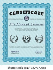 Light blue Diploma or certificate template. With quality background. Customizable, Easy to edit and change colors. Sophisticated design. 