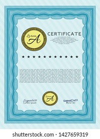 Light blue Diploma or certificate template. With background. Elegant design. Customizable, Easy to edit and change colors. 